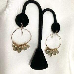 Green Chalcedony Gem Stone Drop Earrings